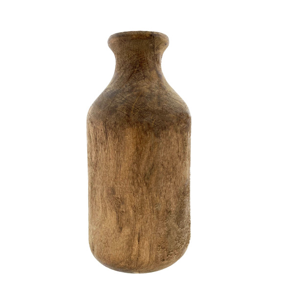 Deko Flasche aus Holz, Kerzenständer oder Blumenvase aus Mangoholz, 30cm