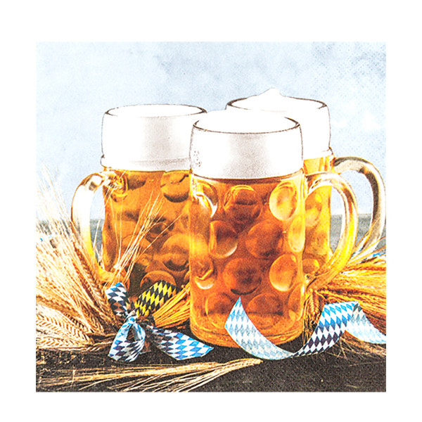 Home Fashion Papierservietten Bierkrug, 3 Bierkrüge, 33x33cm