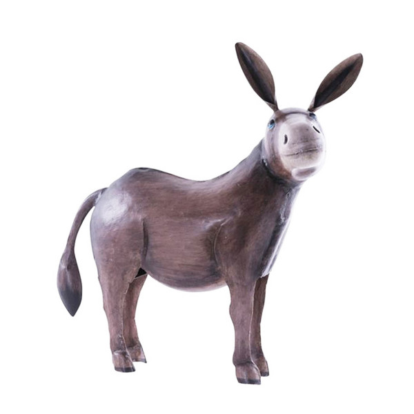 Deko Esel, brauner Esel aus Metall, 55x55cm