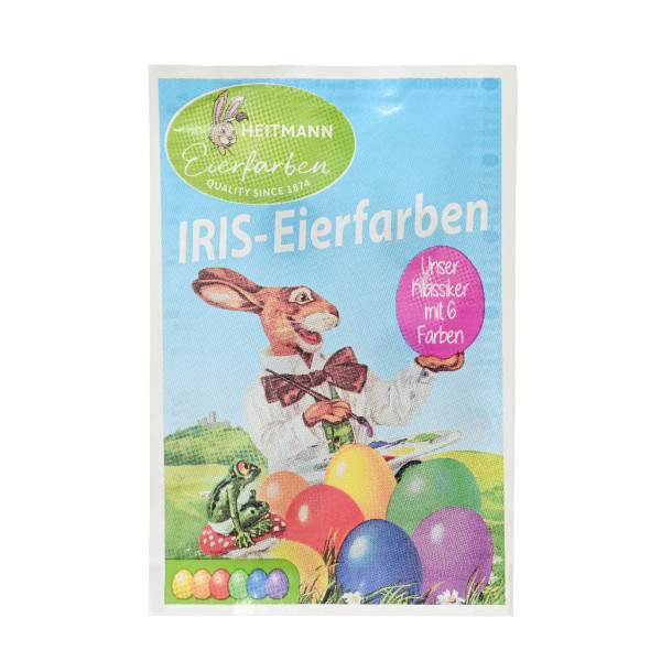 Eierfarben Iris, 6 Farbtabletten: gelb, orange, rot, grün, blau, lila, Heitmann