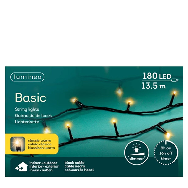 Lichterkette, Basic LED Stangbeleuchtung, klassisch warm, 180 LED, 1350cm, Outdoor, Lumineo