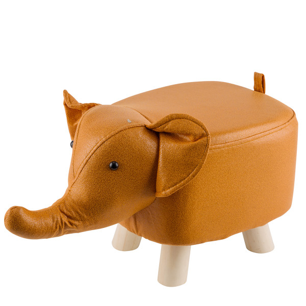 Deko Hocker Elefant, Kinderhocker Kunstleder Elefant cognac, 51cm