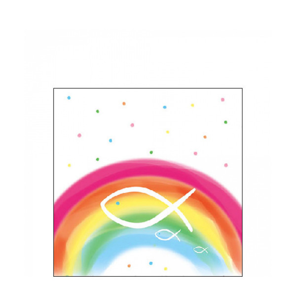 Ambiente Papierservietten Kommunion, Regenbogen und Fische, 25x25cm