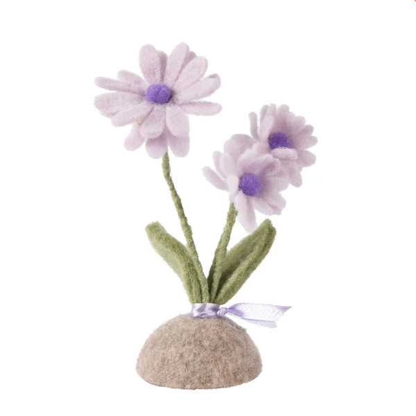 Deko Blume aus Filz, Filzblume lila auf Filzsockel, 20cm