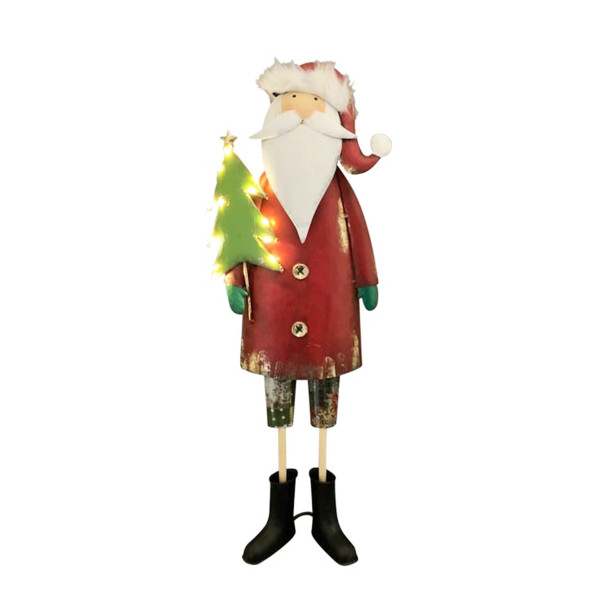 Led Weihnachtsmann Santa Niko, Nikolaus mit beleuchtetem Baum, 63cm