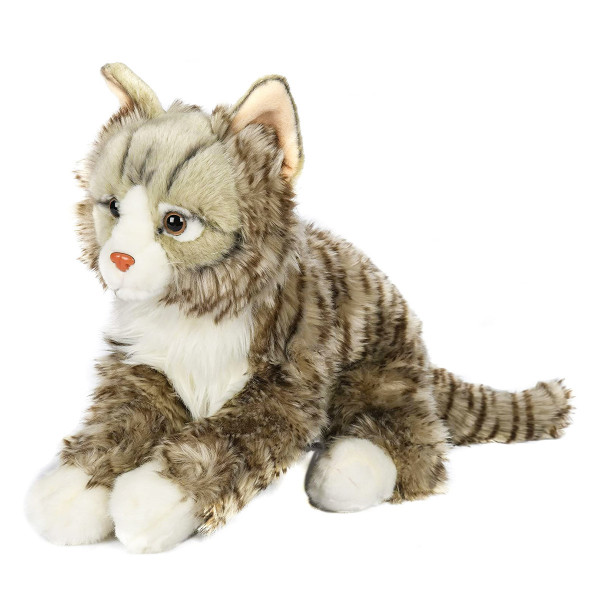 Plüschtier Katze, Norwegische Wildkatze, grau-weiß, 46cm, Uni Toys