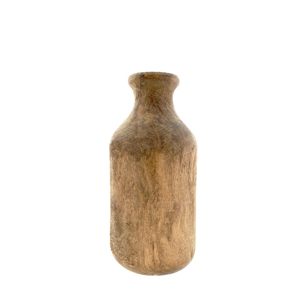 Deko Flasche Natur, Holzflasche, Kerzenständer oder Blumenvase aus Naturholz, 25cm