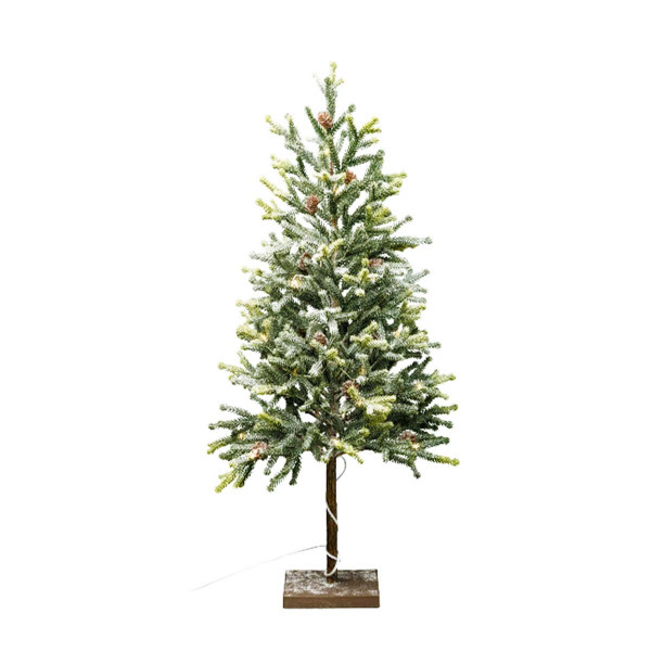 LED Tannenbaum mit Zapfen, Tannenbaum gefrostet auf Eisenfuß, 27 LED, 65cm