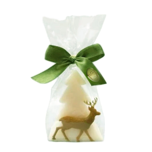 Schafmilchseife Tannenbaum creme, 75g, mit Filzhirsch in Cello, Classic-Eisenkraut, Florex