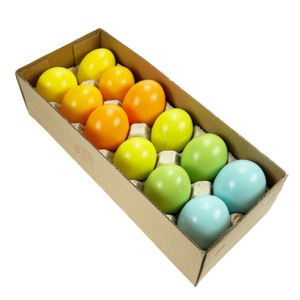 Natur Eier bunt, Ostereier bunt sortiert, 12St/Box