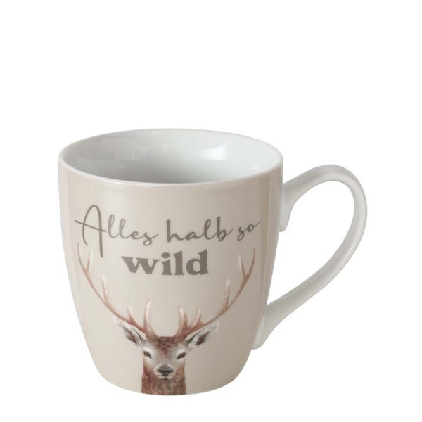 Jumbobecher Wild Hirsch, Alles halb so wild, 480ml, Porzellan, Boltze Home Collections