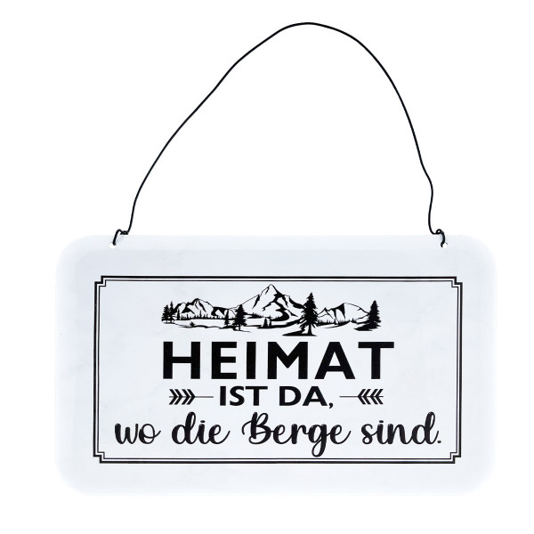 Metall Schild mit Spruch: Heimat ist da, wo die Berge sind, 24x14cm, Gerrys Garden