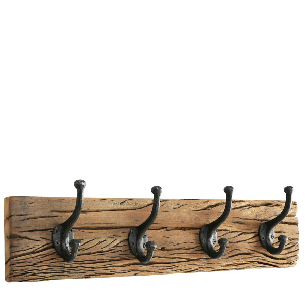 Holz Garderobe Solea, Naturholz Garderobe mit 4 Haken, 56x15cm, Boltze Home Collections