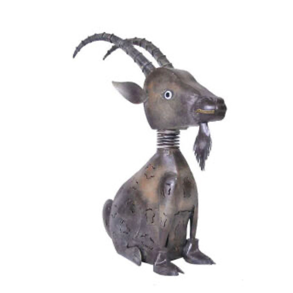 Deko Steinbock, Steinbock aus Metall, braun, 54x38cm, Medusa