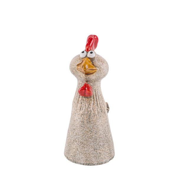 Zaunhocker Huhn beige, Keramikhuhn, 16cm