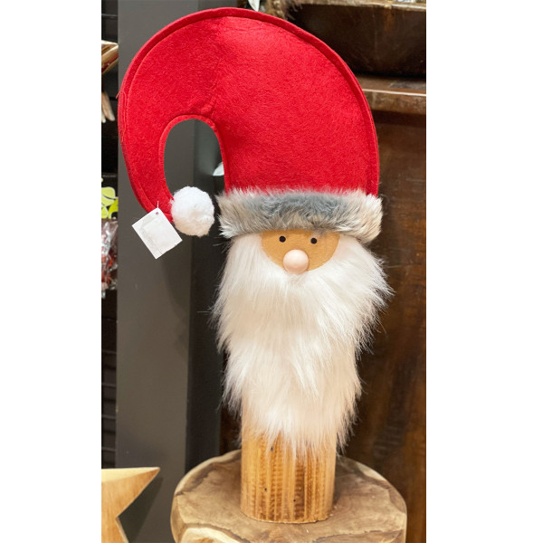 Deko Wichtel Nikolaus mit langem Bart, Holzwichtel natur, 59cm