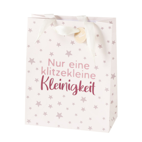 Geschenktüte Mitbringsel, Papiertüte: Nur eine klitzekleine Kleinigkeit, 20x25cm, Boltze Home Collec