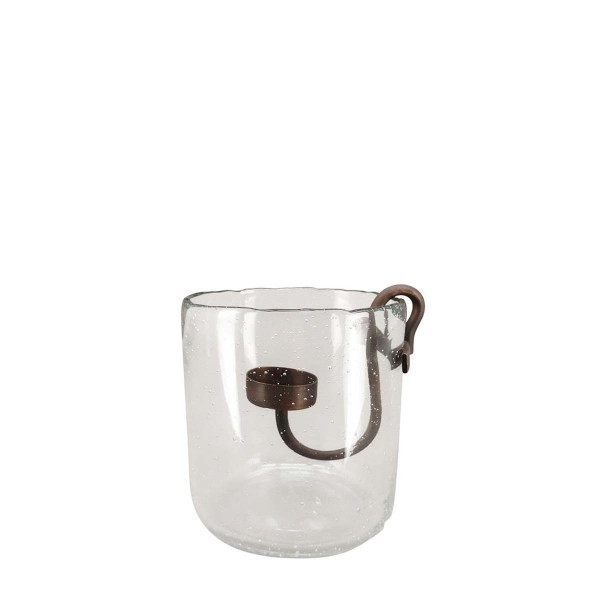 Deko Windlicht, Verre, Glas mit Kerzenhalter, 13x13x15cm