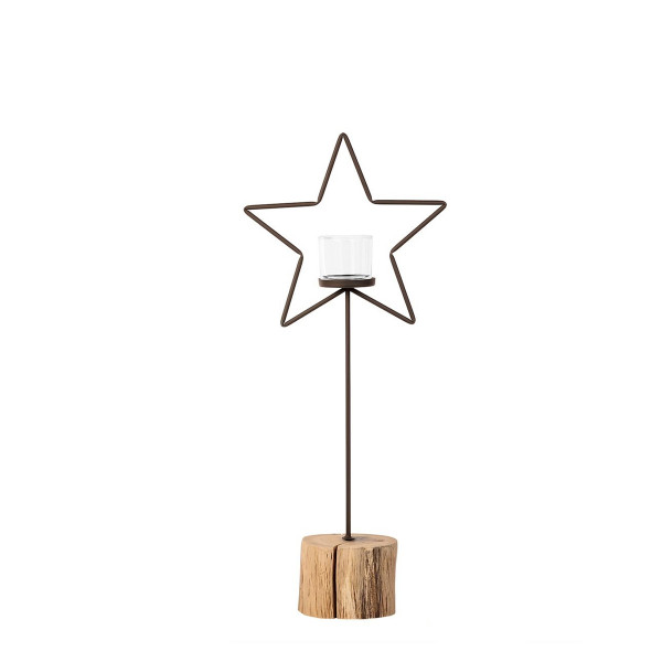 Windlicht Weihnachtsstern, Stern auf Holzfuß natur, Eisenstern, 60cm, WMG Grünberger