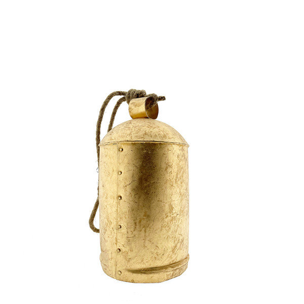 Deko Kuhglocke Schwaigen Rustikal gold, Glocke mit Klang im Shabby Chic Look, gold-schwarz, 25cm