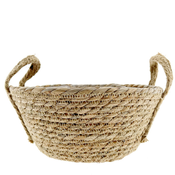 Pflanzkorb Seegras Natur, Übertopf mit Henkel, Naturkorb mit Folie ausgekleidet, 24x11cm