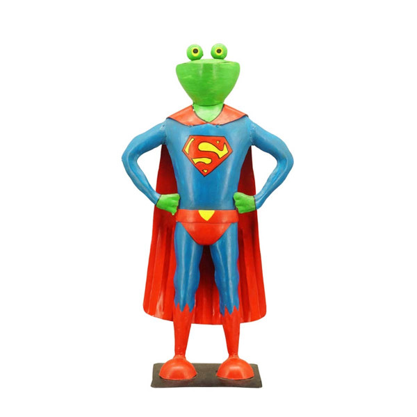 Deko Frosch Superheld, Superman Frosch mit Umhang, 51cm, Metall