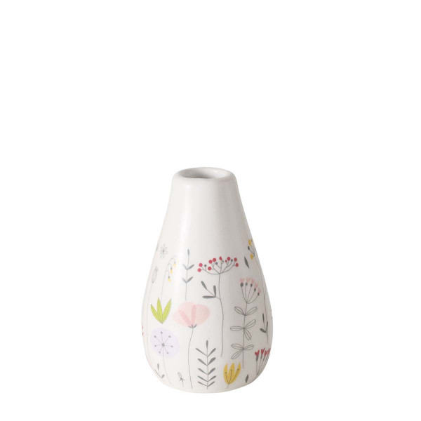 Vase Florina mit Blumen, Blumenvase mit Blumenmuster, 7cm, Keramik, Boltze Home Collections