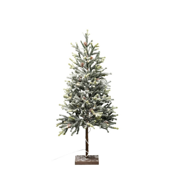 Deko Tannenbaum mit Zapfen, gefrosteter LED Tannenbaum auf Eisenfuß, 27 LED, 65cm