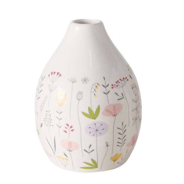 Vase Florina mit Blumen, Blumenvase mit Blumenmuster, 12cm, Keramik, Boltze Home Collections