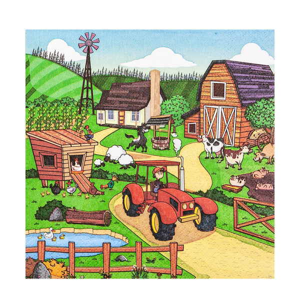 Home Fashion Papierservietten Kinder, Bauernhof, 33x33cm