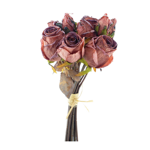 Kunstpflanze Rosen, Rosenstrauß rosa, 12St/Bund, 28cm, Nova Nature