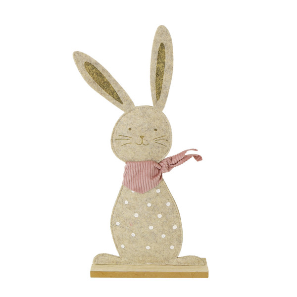 Deko Hase, Osterhase mit Punkten und rosa Halstuch, 55cm, Aufsteller