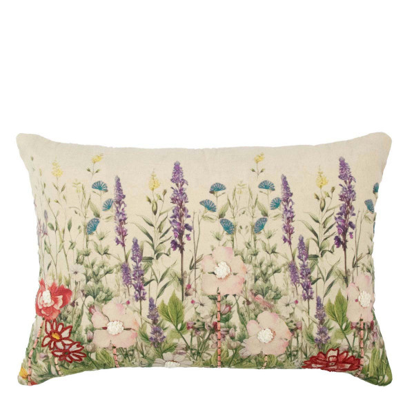 Baumwoll Kissen Blumen, Wildblumen bestickt Rittersporn, 40x60cm, Mars &amp; More