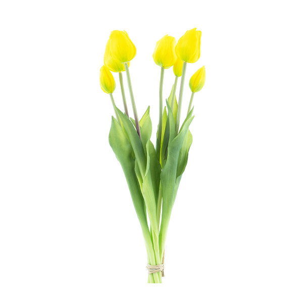 Kunstblumen Tulpen gelb, Tulpenstrauß Sally, 7St. gebündelt, 47cm