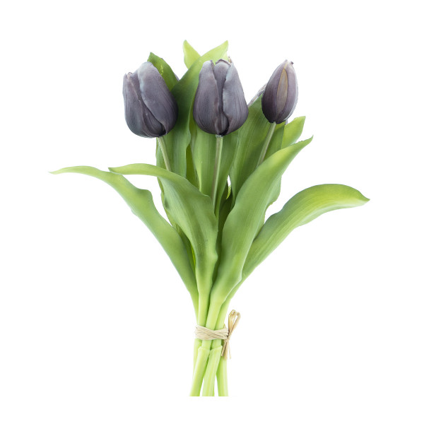 Kunstblumen wie echt: Tulpen Vermeer schwarz, Tulpenstrauß Sally, 7St. gebündelt, 31cm