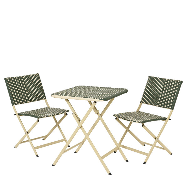 Bistroset Como grün-beige, Balkon Gartentischset 3 teilig, klappbar, outdoor