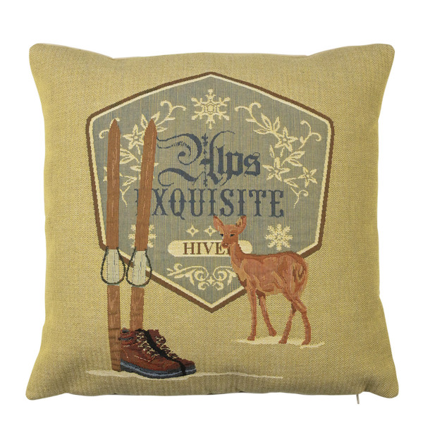 Gobelin Kissen Ski und Hirsch, Alps Exquisite, 45x45cm, Mars &amp; More