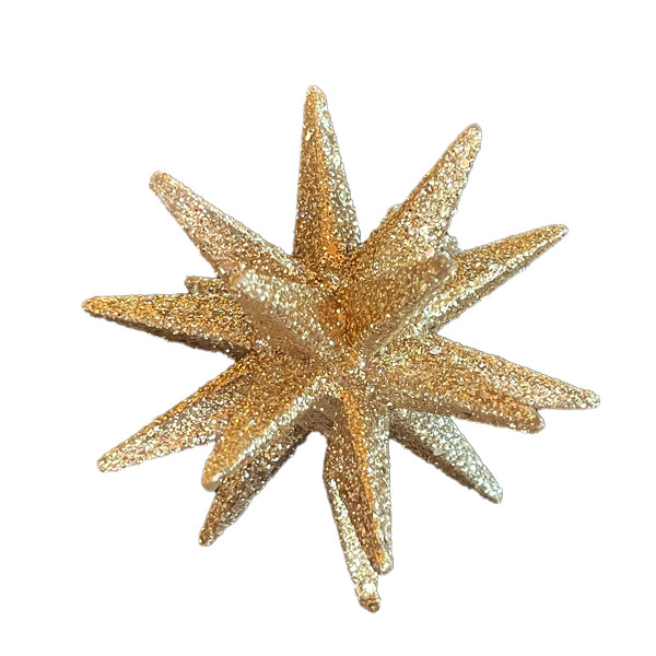 Deko Stern Glitter, 3D Stern mit Glitter champagnergold, 6x6cm, Hänger