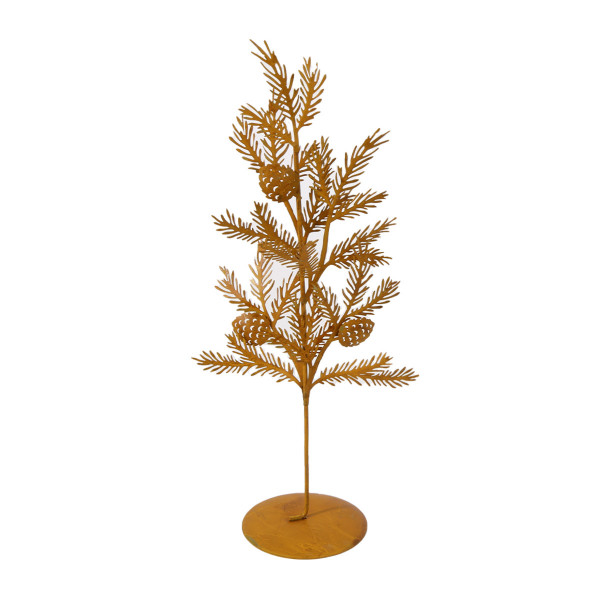 Deko Baum, Tannenbaum mit Zapfen aus Rost, 29cm, Metall