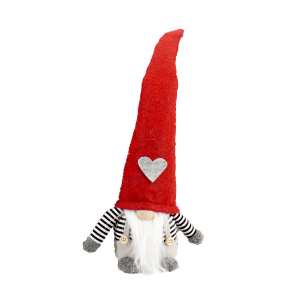 Deko Wichtel, Weihnachtszwerg Santa Brönie, rote Filzmütze mit Herz, 40cm