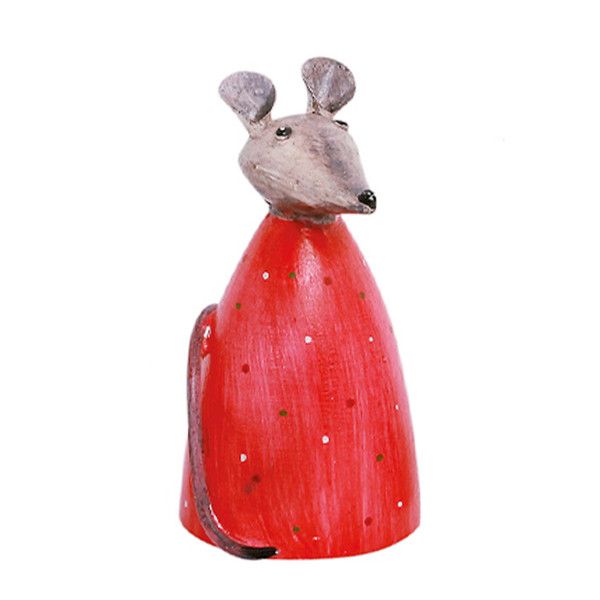 Zaunhocker Bauernhoftier Maus, Metallmaus rot-grau, 12x24cm