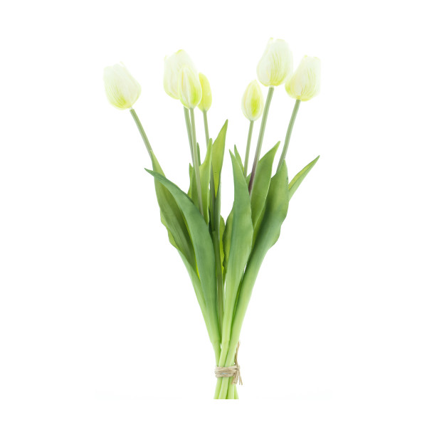 Kunstblumen Tulpen gelb, Tulpenstrauß Sally, 7St. gebündelt, 47cm