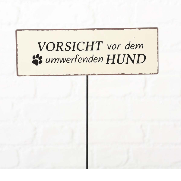 Deko Gartenstecker Hund, Stecker mit Spruch: Vorsicht vor ..., 100cm, Boltze Home Collections