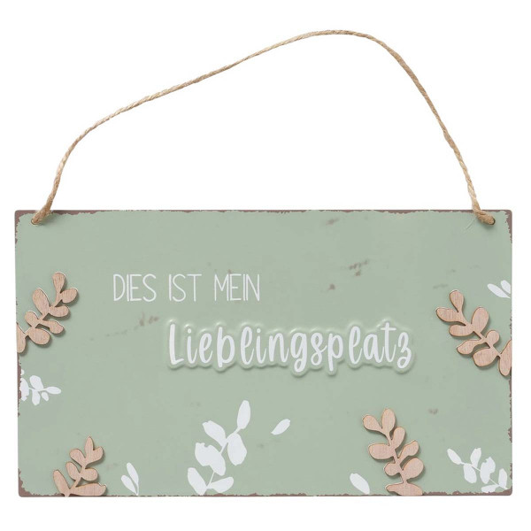 Deko Schild Lieblingsplatz, Metallschild: Dies ist mein Lieblingsplatz, 28x16cm, Boltze Home Collect