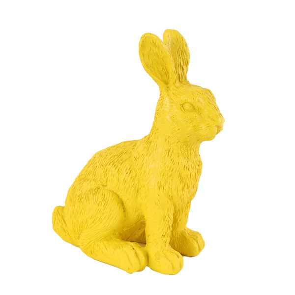 Deco Hase, Osterhase sitzend, gelb, 14x21cm, Polyresin