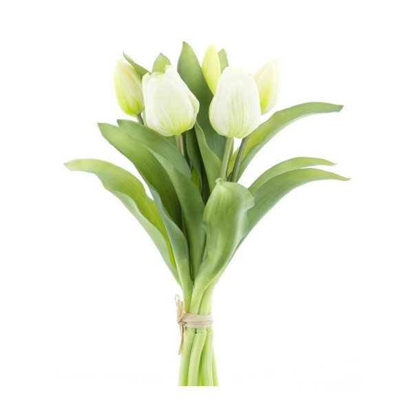 Kunstblumen Tulpen Vermeer creme, Tulpenstrauß Sally, 7St. gebündelt, 31cm