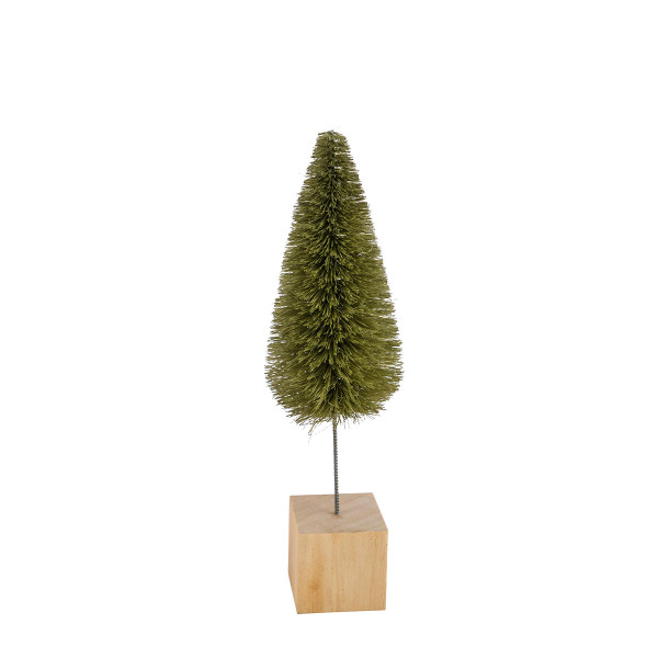 Deko Tannenbaum Pfeifenputzer grün, Tannenbaum auf Holzwürfel, 22x6cm, Kunststoff