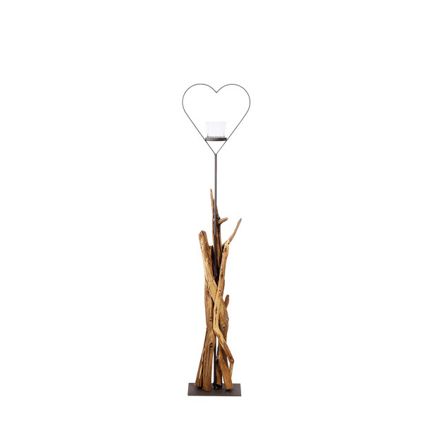Holz Windlicht Raisa mit Herz, 115cm, WMG Grünberger