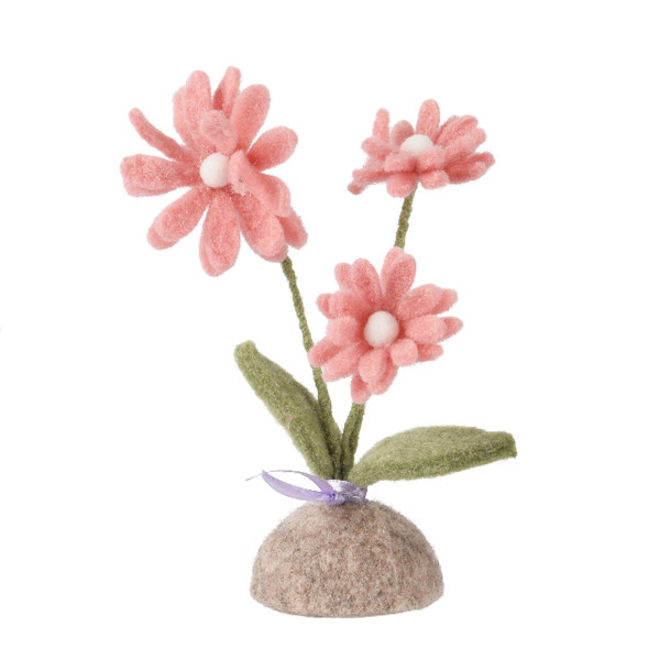 Deko Blume aus Filz, Filzblume rosa auf Filzsockel, 20cm