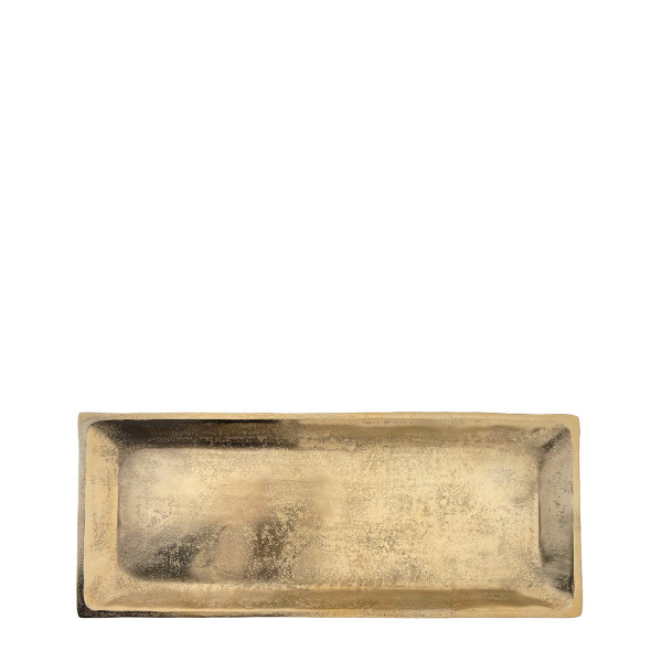 Deko Tablett antik gold, Tablett länglich, 35x14cm, Metall